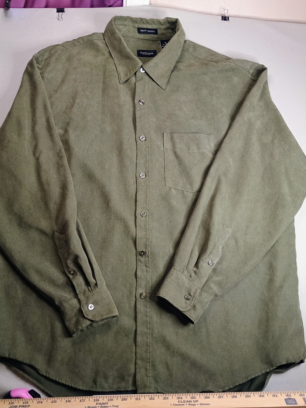 Van Heusen Olive Green Long-Sleeve Button Down Shirt